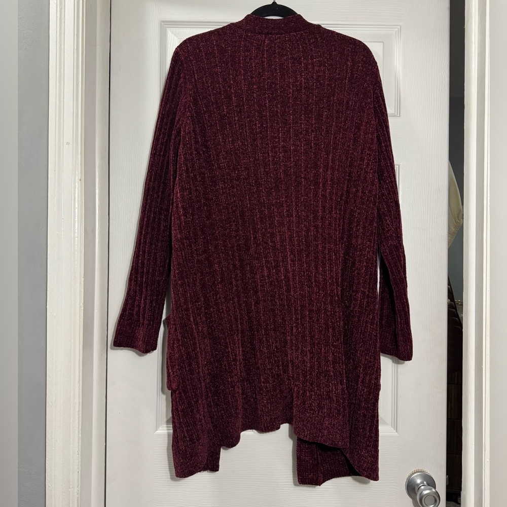 NWT Matty M Long Open Front Cardigan XXL Wine Red Soft Knit Pockets - Picture 4 of 4